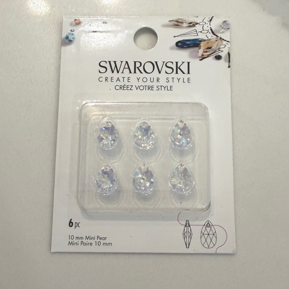 Swarovski Create Your Style 10mm Mini Pear Crystal AB Pendants 6pc 488419